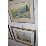 Watercolours - Natterdale, Cumberland, by Charles Ross Wheatley, one signed.