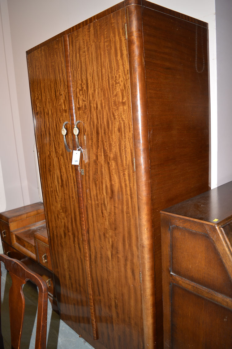 A mahogany two door wardrobe, c.1930's.