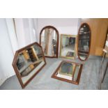 Five wall mirrors, various.