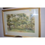 A Victorian watercolour - Woodland landscape, by Ann Hall, indistinctly signed bottom left.