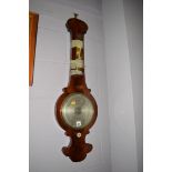 A Victorian banjo pattern barometer and thermometer, by F. Robson, Newcastle upon Tyne.