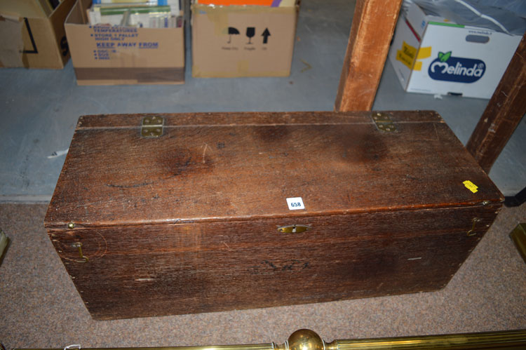 A late 19th Century oak box, stencil to front inscribed "No. 1".