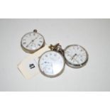 Three silver cased open faced pocket watches by Waltham, H. Samuel and S.