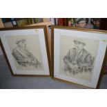 Pencil drawing - Portraits of Kit Blenkinsop, a retired miner, by Mary Kipling,