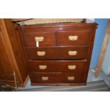 A Victorian scumble painted chest of two short and three long drawers with ornate metal handles (no