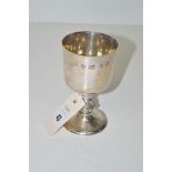 A silver chalice, by Reid & Sons, Sheffield 1977, with Lindisfarne pattern knop stem.