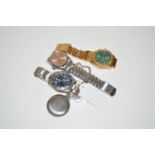 Two reproduction Rolex wristwatches; together with a reproduction Breitling wristwatch;