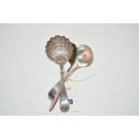 A Continental silver gilt and pink enamel preserve spoon;