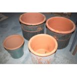 Four pottery planters, various.