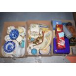 Three boxes of miscellaneous ceramics and glass,