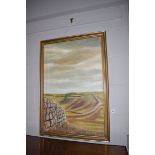 An oil painting, by J.E. Wood - Steel Rigg, Roman wall, signed.