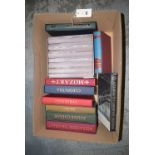 A box of Folio Society Books including: "A Diary of A Village Shop-Keeper"; "Cleopatra"; "Mozart;