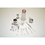 A set of six tea knives with silver blades and mother-of-pearl handles,