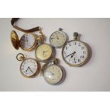 A quantity of pocket watches, including: a Goliath pocket watch, with white enamel arabic dial,