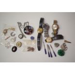 A quantity of watches, costume jewellery and fob pendants, etc.