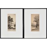 John Fullwood - Loch-side views, signed in pencil, etchings, 23.5 x 11cms; 9 1/4 x 4 1/4in.