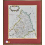 Robert Morden - A Map of Northumberland, engraving with hand-colouring,