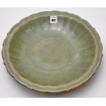 Large Longquan celadon type fluted dish,