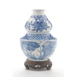 Blue and white double gourd shaped vase,