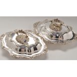 A pair of mid 19th Century Old Sheffield plate entrée dishes and covers,