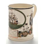 An 18th Century Sunderland creamware tankard, by Dawson & Co.