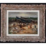 John Falconar Slater (1857-1937) A farmyard with poultry near a cart, signed,