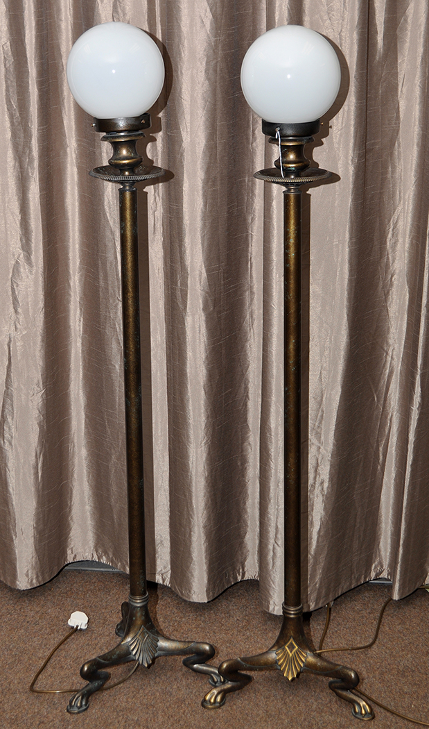 *A pair of late 20th Century bronzed lamp standards,