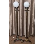 *A pair of late 20th Century bronzed lamp standards,