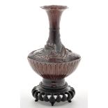 Aubergine glaze moulded ‘dragon’ vase,