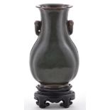 Teadust glaze quatrefoil shaped section baluster vase, hu,