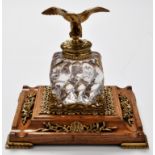 A 19th Century oak and brass mounted inkwell,