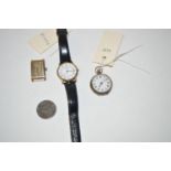 A silver cased fob watch,