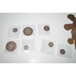 A quantity of coinage; crowns, 19th Century included.