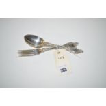 A Victorian silver christening spoon and fork, by Martin, Hall & Co.
