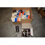 A box of fishing tackle varnish; and seven boxes of Shakespeare OMNI-3000 spools.