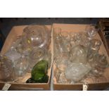 *A quantity of miscellaneous cut and moulded drinking glasses and other glassware, in two boxes.