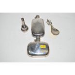 A small silver hip flask,