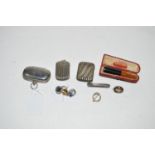 A quantity of agate set silver jewellery; a silver cheroot holder; two vesta cases;