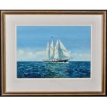 Alan Reed (Contemporary) "The sail training ship Sir Winston Churchill", signed, watercolour, 43.