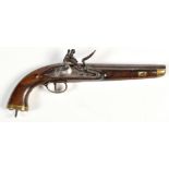 An 18th Century flintlock pistol, probably naval, the 14 bore barrel on full length stock,