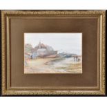 Joseph Jobling (1869-1930) Cullercoats beach, signed, watercolour, 15.5 x 22.2cms; 6 1/8 x 8 3/4in.