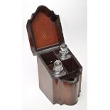 A George III inlaid mahogany serpentine fronted knife box,