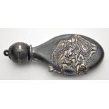 Chinese silver metal snuff or scent bottle and screw cover,