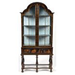 A gold painted and ebonised chinoiserie display cabinet,