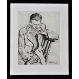 Tom McGuinness (1926-2006) "Pensive Man", signed and dated '51, Conté crayon, 29.