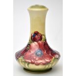 Moorcroft 'Anemone' pattern lamp of squat angular baluster form with graduated yellow to green