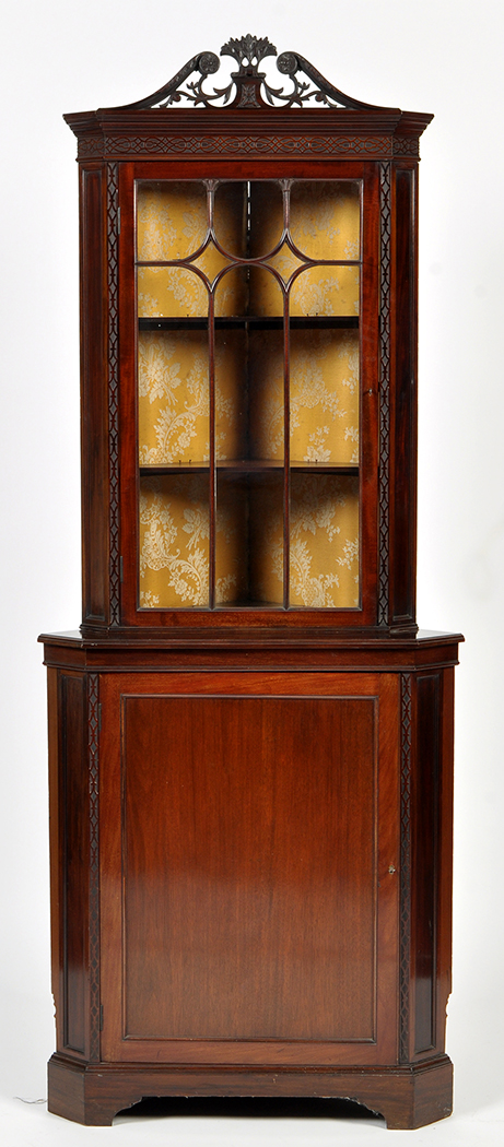 An early 20th Century mahogany corner display cabinet,