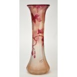 Pair of Legras 'Cameo' glass vases, acid etched with rose coloured fruiting branches and signature,