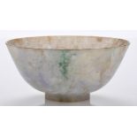 Mottled pale 'lavender' jade bowl, the attractive mottled stone with pale and streaked inclusion,