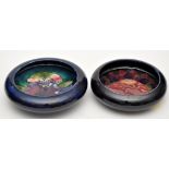 Moorcroft 'Pomegranate and berries' pattern blue ground washer, with inturned rim, diameter 10.